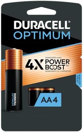 Duracell Optimum AA Batteries, 4 Count, Convenient, Resealable Package, 1.5V Alkaline Battery