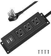 JUNNUJ Thin Flat Plug Power Strip 3 Outlet, Wall Mount Outlet 1200J Surge Protector Slim Outlet W...