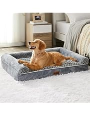 TUXOIUBA Orthopedic Dog Beds for Large Dogs, Non-Slip Bottom and Egg-Crate Foam Big Dog Couch Bed with Washable Removable Cover, Pet Sofa with Bolster(X-Large, Grey)