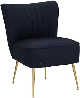 DUOMAY Modern Accent Chair Set of 2 Velvet Slipper Chair with Gold Legs Wingback Side Chair for Living Room Bedroom Entryway Small Corner Chair for Space Saving, Black
