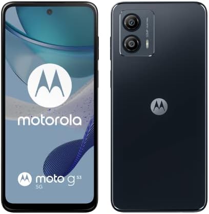 Motorola Moto (g53 5G, 6.5 Inch 120 Hz Display, 50 MP Camera, Dolby Atmos Stereo Speakers, 5000 mAh Battery, TurboPower Charging, 5G, Snapdragon 480+ Processor, 4/128 GB), Ink Blue