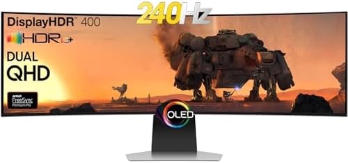 SAMSUNG Odyssey OLED G9 Curved Gaming Monitor - 49" Dual QHD (5120 x 1440) OLED - 240Hz Refresh Rate - 32: 9-0.03ms GTG - HDR10+ - 1,000,000:1 - AMD FreeSync Premium Pro - Flicker Free - Silver