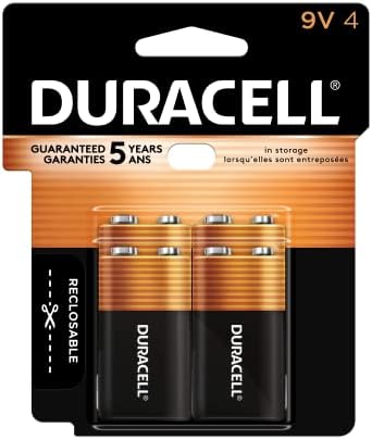Duracell - Coppertop 9v Alkaline Batteries - Long Lasting, All-purpose 9 Volt Battery for Household and Business - 4 Count (pack of 1)