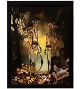 ArtbyHannah Lighted Halloween Wall Decor, Skeleton Halloween Wall Art, Halloween Decorations Indo...