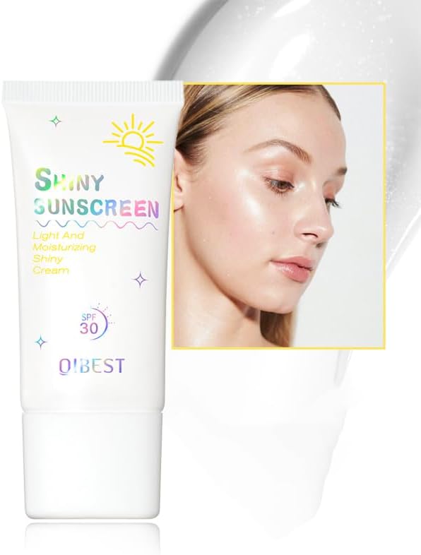 Easilydays Shimmer Face Primer with Sunscreen, SPF 30, Highlighting Fine Glitter Brightening + Sun Protection, Moisturizing Sunscreen, Natural & Refreshing, Oil-Controlling,Non-Greasy Isolation Primer