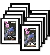 FIXSMITH 5x7 Picture Frame Set of 10, Photo Frame Bulk with HD Plexiglass, Display Pictures 4x6 w...