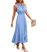 PRETTYGARDEN Women's Midi Summer Dresses Casual V Neck Swiss Dot Ruffle Sleeveless A Line Beach S...