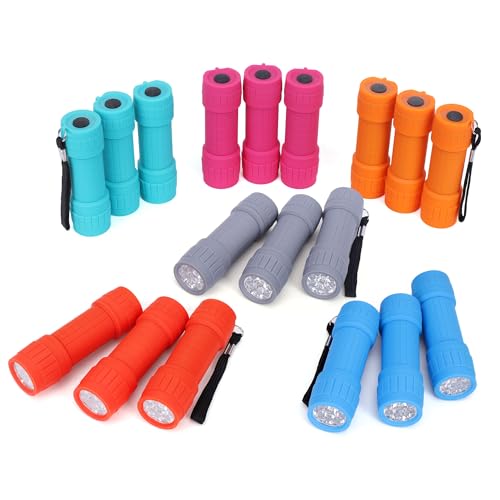 FASTPRO 18-Pack, 9-LED Mini Flashlight Set, AAA Batteries are Included and Pre-Installed, Perfect for Class Teaching, Camping