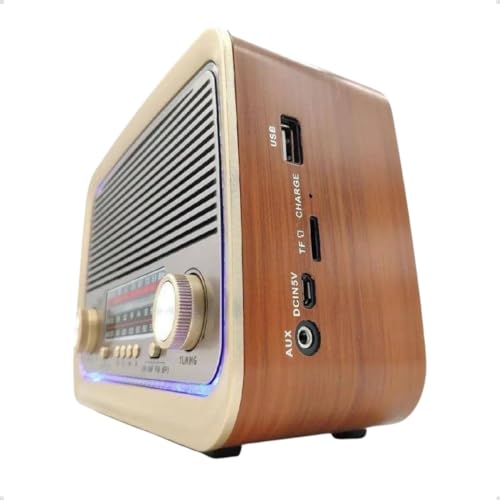 Rádio AM FM Retrô Vintage Portátil Bluetooth Bateria Recarregável Bivolt 110v 220v AD-3199 Antigo a Tomada e Pilha com Lanter