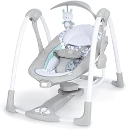 Ingenuity ConvertMe 2-in-1 Compact Portable Automatic Baby Swing & Infant Seat, Battery-Powered Vibrations, Na