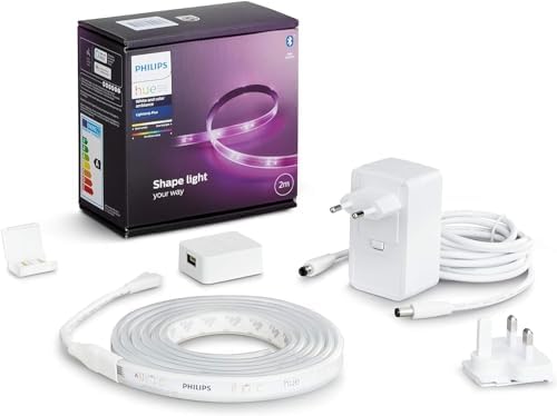 Philips Hue Lightstrip Plus v4 [2 m] White and Colour Ambiance Smart LED Kit with Bluetooth, Works with Alexa, Google Assistant and Apple HomeKit (Extendable)