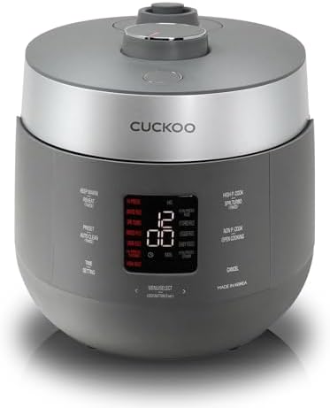 CUCKOO CRP-ST0609FG 6-Cup (Uncooked) / 12-Cup (Cooked) Twin Pressure Rice Cooker & Warmer with Nonstick Inner Pot, 16 Menu Options, 3 Voice Guide, Auto Clean (Gray)