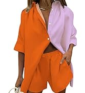 Fixmatti Women 2 Piece Outfit Summer Short Sleeve Top and Shorts Sweatsuit Set