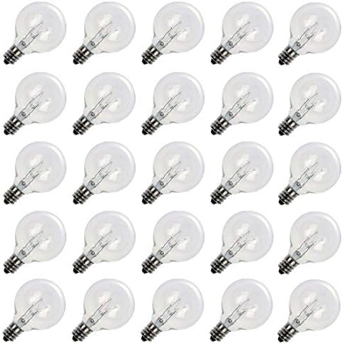 Brightown G40 Replacement Light Bulbs, 5W Clear Globe Bulb fits E12 C7 Candelabra Screw Base Sockets, 1.5 Inch Dimmable Light Bulbs for Indoor Outdoor Patio Decor, Pack of 25