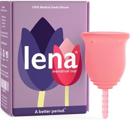 Lena Menstrual Cup - Reusable, Soft Silicone, Light & Heavy Flow, Beginner Use - Ideal Alternative to Tampons, Pads, Period Underwear - Period Solution - Regular Capacity - Pink