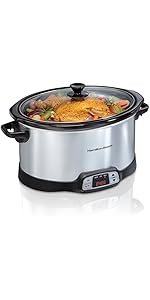 Hamilton Beach 8 Quart Programmable Slow Cooker with Three Temperature Settings, Dishwasher Safe ...