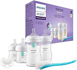 Philips Avent AirFree Vent Baby Bottle Newborn Gift Set - 4 Baby Milk Bottles with Air-Free Vent, Ultra-Soft P