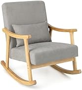 Giantex Rocking Chair Nursery, Indoor Rocker Arm Chair w/Rubber Wood Armrests, Wide Backrest & Pa...