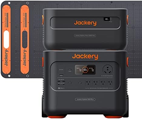 Jackery Solar Generator 2000 Plus Kit(4kWh), Explorer 2000 Plus and 1xPackPlus E2000 Plus Expandable Battery with 2x200W Solar Panel, 4085Wh LiFePO4, 3000W Output for Outdoor RV Camping,Home Emergency