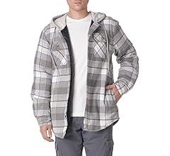 Authentics Men’s Long Sleeve Quilted Lined Flannel Shirt Jacket with Hood