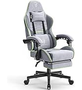 Dowinx オフィスチェア ゲーミングチェア 新開発 通気性 ファブリック 高反発 ポケットコイルクッション テレワーク 疲れない 事務椅子 グレー＆グリーン LS-6658B02