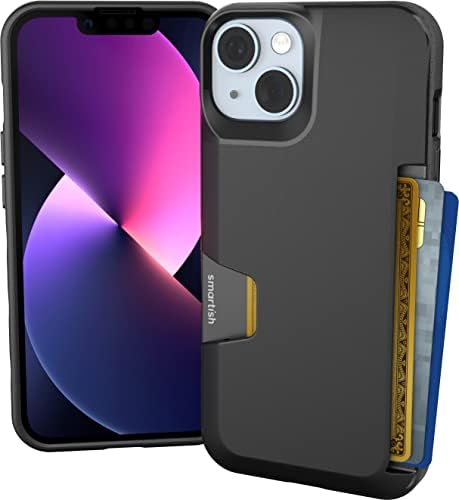 Smartish® iPhone 14 Wallet Case - Wallet Slayer Vol. 1 [Slim + Protective] Credit Card Holder - Drop Tested Hidden Card Slot Cover Compatible with Apple iPhone 14 - Black Tie Affair