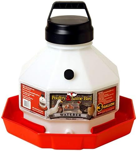Little Giant® Plastic Poultry Waterer | Heavy Duty Plastic Gravity Fed Water Container | Easy to Fill | Snap on Jar | 3 Gallons