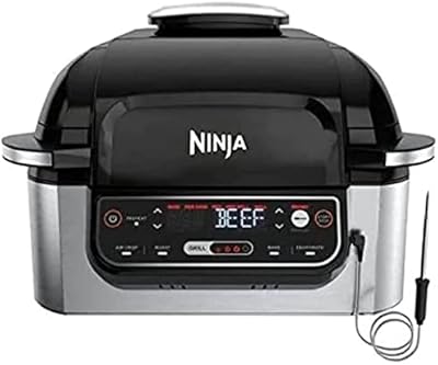 Ninja Foodi 5-in-1 Indoor Grill with Integrated Smart Probe, 3.9 L (4 qt.) Air Fryer