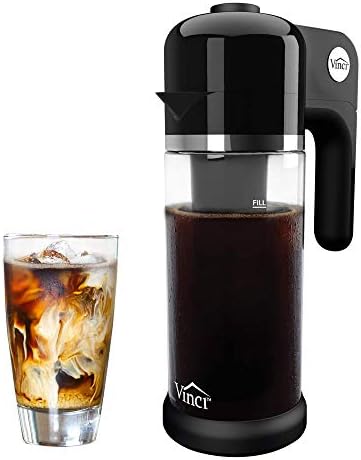 VINCI Express Cold Brew, Electric Cold Brew Coffee Maker in 5 minutes, 4 Brew Strength Settings & Cleaning Cycle, Easy to Use & Clean, Glass Carafe, Cold Brewer for Iced Coffee, 1.1 L Pitcher (37 oz)