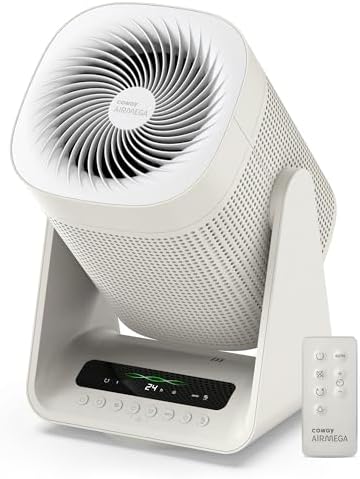 Coway Airmega Aim 2-in-1 True HEPA Air Purifier & Oscillating Fan, Marshmallow Gray