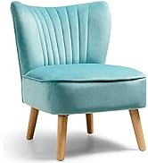 Giantex Velvet Accent Chair, Upholstered Modern Sofa Chair w/Wood Legs, Thickly Padded, Small Arm...