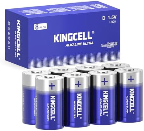 KINGCELL D Batteries 8 Pack, Hight Performance D Cell Battery with 10-Year Shelf Life，Long-Lasting Power Alkaline 1.5V Battery for Flashlights,Radios,Clocks,Stereos,etc.