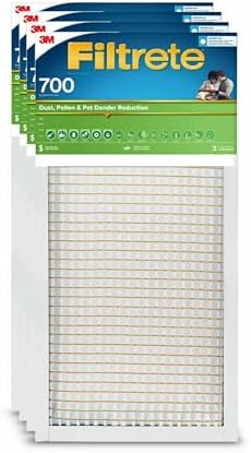 Filtrete 16x25x1 AC Furnace Air Filter, MERV 8, MPR 700, Tough on Pollen, Easy on Airflow, 3-Month Pleated 1-Inch Electrostatic Air Cleaning Filter, 4-Pack (Actual Size 15.69 x 24.69 x 1.56 in )