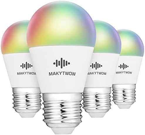 MAKYTWOW A15 Smart Light Bulbs, Color changing LED Bulbs, Compatible with Alexa & Google Home, Dimmable, Tunable, 5W, Only 2.4GHz, 4Pack