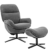 Giantex Swivel Lounge Chair w/Ottoman, Upholstered 360 Accent Lazy Recliner Armchair w/Rocking Fo...