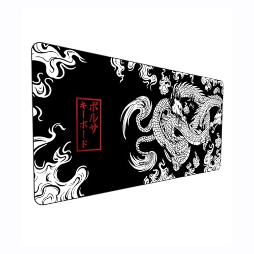 Mouse Pad Gamer Extra Grande Speed Anti Derrapante Profissional Desk Pad Large Wide 90x40 -Dragão Chines Japones