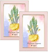 Golden State Art, 4x6 Enamel Picture Frame, Aluminum Gold Edge With Pink Enamel for 4 x 6 In Phot...