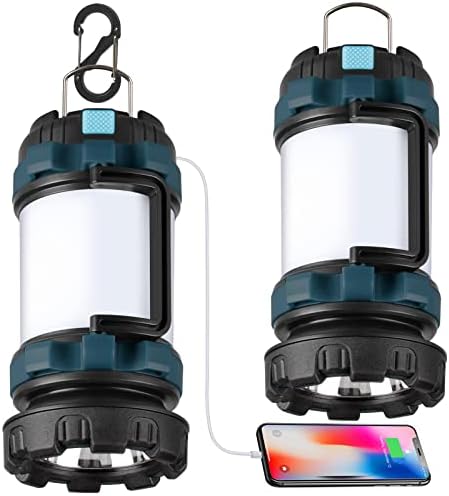 BOBKID 2 Pack Camping Lantern, Outdoor Led Camping Lantern, Rechargeable Flashlights with 1000LM, 6 Modes, 4000mAh Power Bank, IPX5 Waterproof Portable Emergency Camping Light for Hurricane Survival