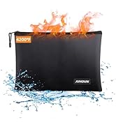 JUNDUN Fireproof Document Bags,14.2”x 10.0”Waterproof and Fireproof Money Bag,Fireproof Safe Stor...