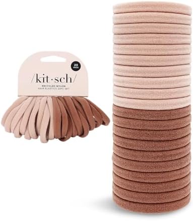 Kitsch Soft Rubber Hair Ties for Thick Hair - No Damage, Ponytail Holders & Elastics for Women (20pcs, Blush)