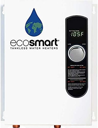 EcoSmart ECO 18 Electric Tankless Water Heater, 18 KW at 240 Volts with Patented Self Modulating Technology , 17 x 14 x 3.5, White