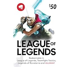 League of Legends $50 Gift Card - (Also redeemable in VALORANT, Teamfight Tactics and Legends of Runeterra) - PC [Online Ga…