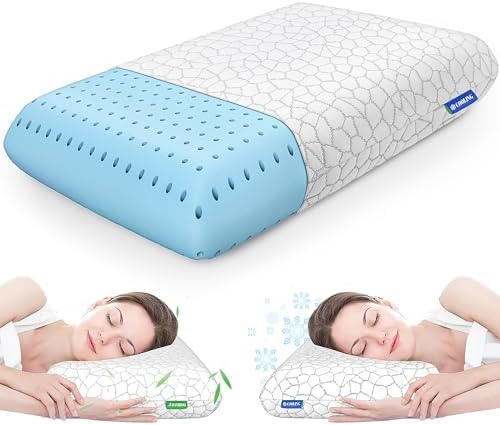 CushZone Memory Foam Pillows for Sleeping, Cooling Pillow with Removable and Machine Washable Cover, Bed Pillow for Side, Back and Stomach Sleepers, Standard Size (1 Pack)