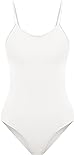 speerise Women's One Piece Swimsuit Backless Athletic Bathing Suit, Adjustable Thin Strap Sexy Open Criss Cross Back Swimwear for Teen Girls, White, XS