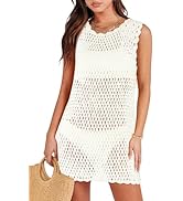 ANRABESS Women Swimsuit Crochet Swim Cover Up Summer Bathing Suit Swimwear Knit Sleeveless Pullov...