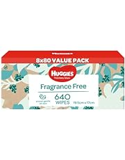 HUGGIES Baby Wipes Fragrance Free 640 Pack (8 x 80 Pack) - Packaging May Vary