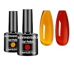 Jelly Crystal Gel Nail Polish Translucent Sheer Tortoise Shell Nails Red Coral Orange Amber Gift Soak Off UV LED Manicure A…