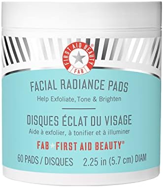 First Aid Beauty Facial Radiance Pads – Daily Exfoliating Pads with AHA that Help Tone & Brighten Skin – 60 Count