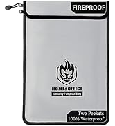 Upgraded Two Pockets Fireproof Document Bag (2000℉), andyer 15”x 11”Waterproof Fireproof Money Ba...