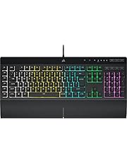 CORSAIR K55 RGB PRO Membrane Wired Gaming Keyboard – IP42 Dust and Spill-Resistant – 6 Macro Keys with Elgato Integration – iCUE Compatible – QWERTY UK – PC, Mac, Xbox – Black